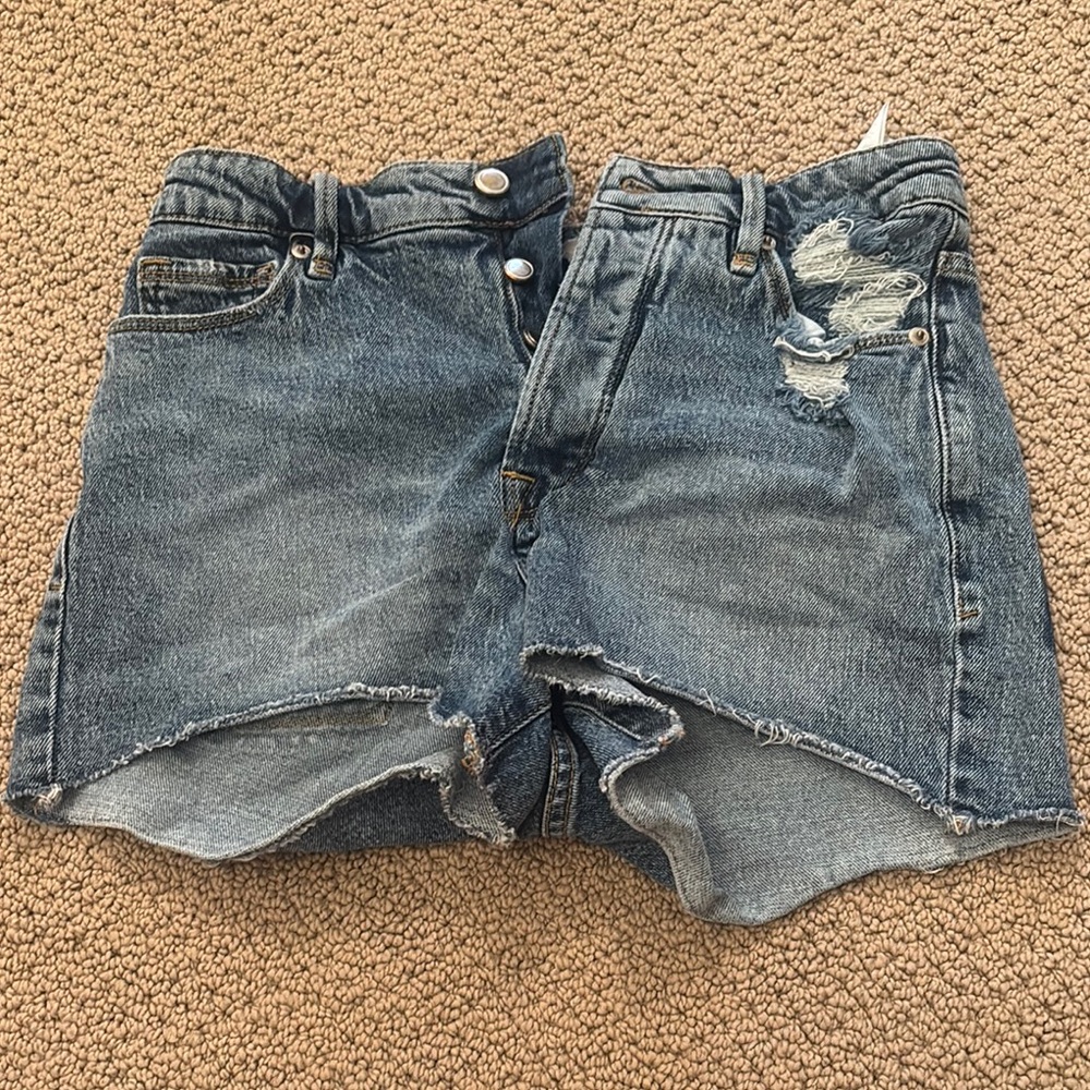 Good American Distressed Denim Shorts